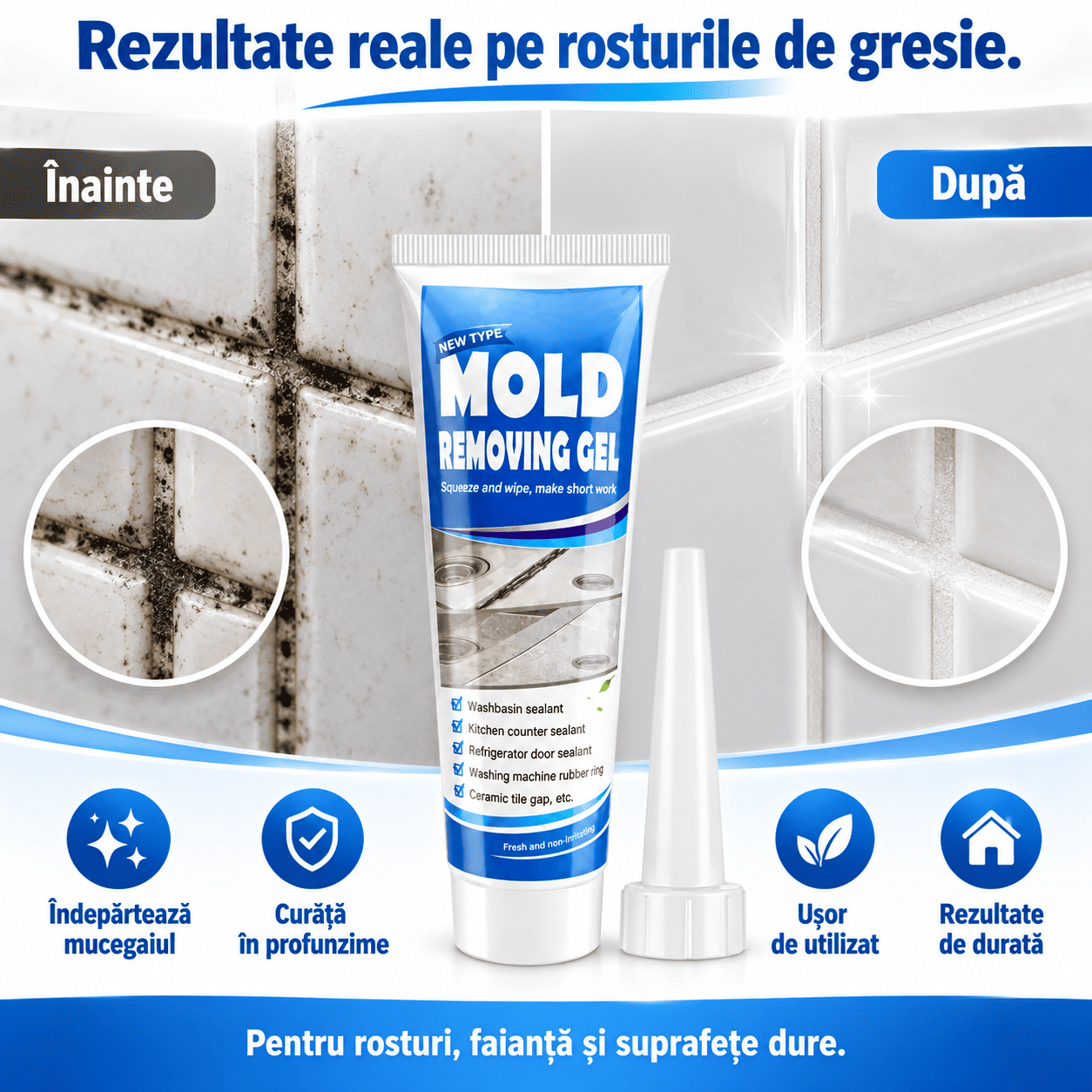 Rezultat pe rosturile de gresie și faianță